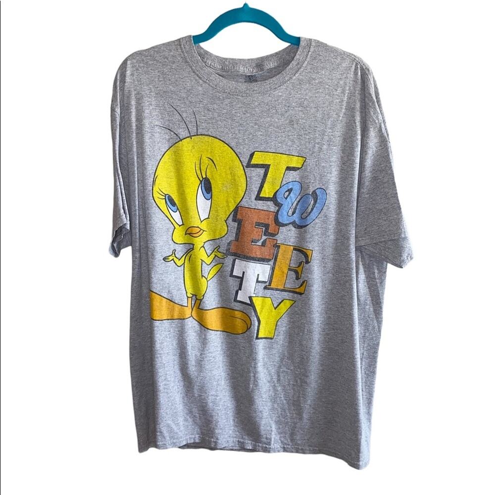 Looney Tunes Tweety Bird Graphic Tee  Cartoon Shirt Gray Unisex XL Y2K